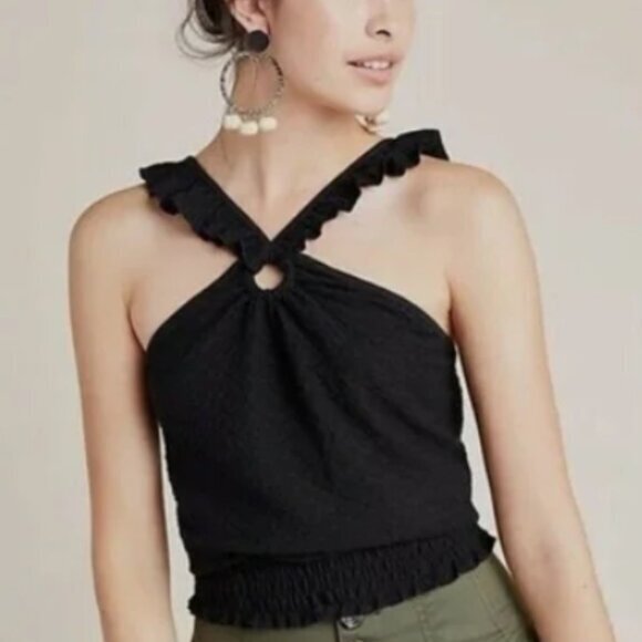 NWT Anthropologie Marisol Ruffled Halter Blouse sz M--SOLD OUT ON ANTHRO SITE - Picture 1 of 13